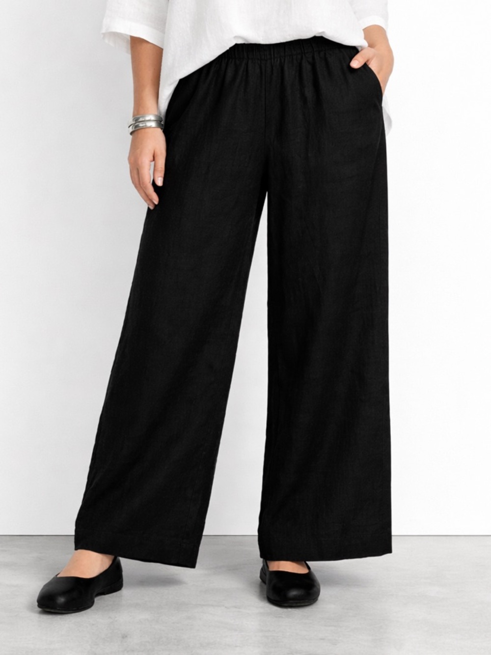 Eskandar Linen Flared Trousers Black Wide Leg Pants Sz 0 Poland Arcadia Code